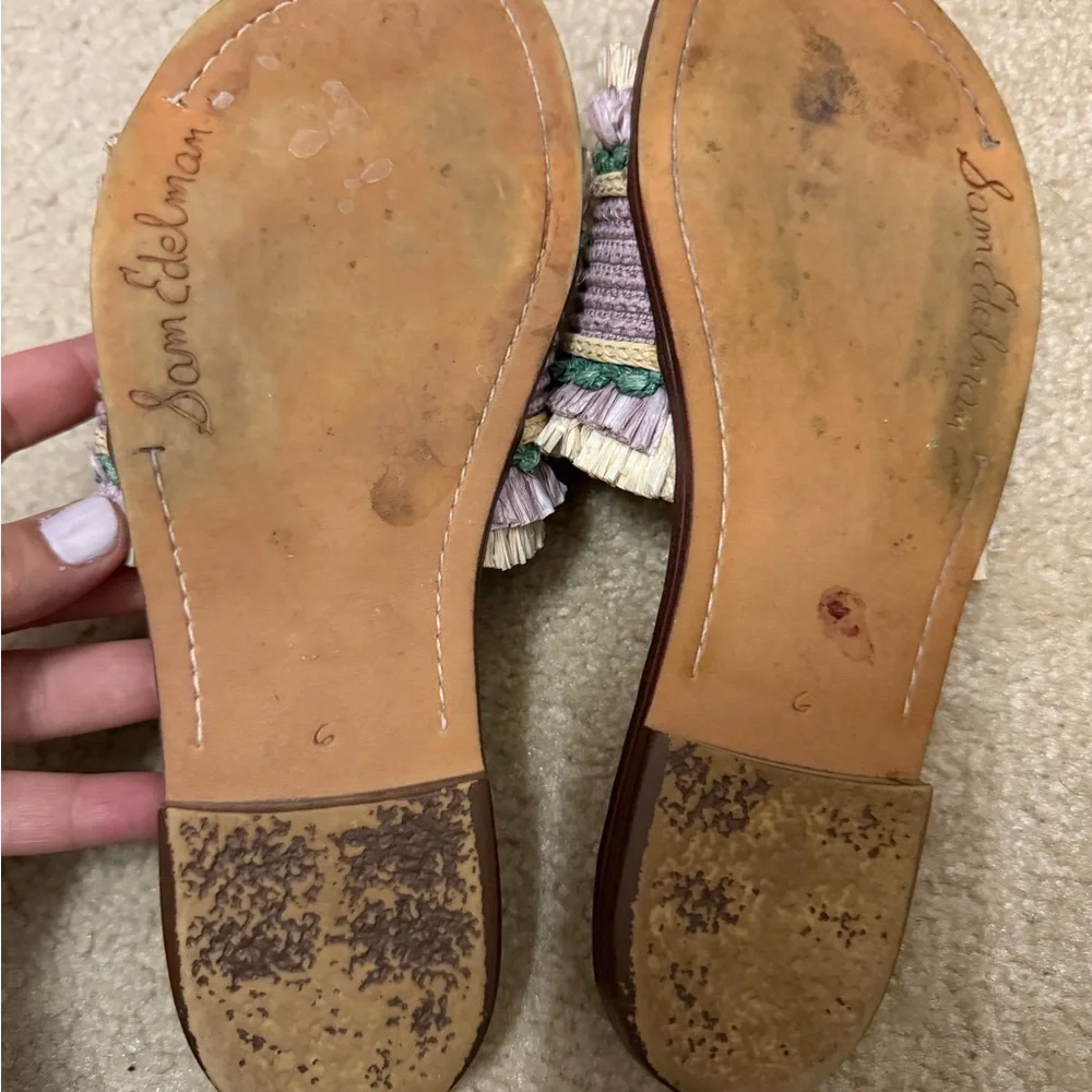 Sam Edelman Georgi Lavender Rafia Slide Sandals size 6 - Picture 3 of 7